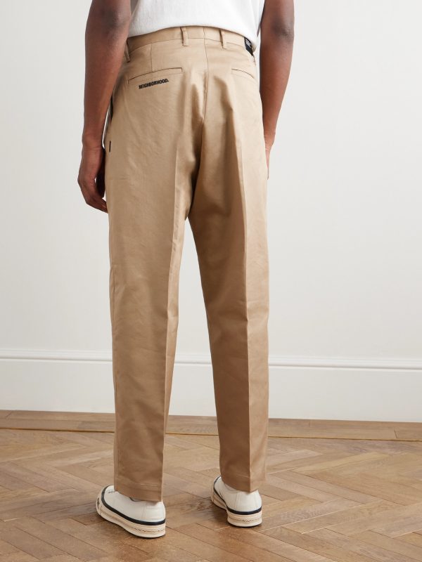 Two Tuck Straight-Leg Cotton-Blend Trousers - BK Two Tuck Straight-Leg Cotton-Blend Trousers - BK
