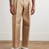 Two Tuck Straight-Leg Cotton-Blend Trousers - FR Two Tuck Straight-Leg Cotton-Blend Trousers - FR