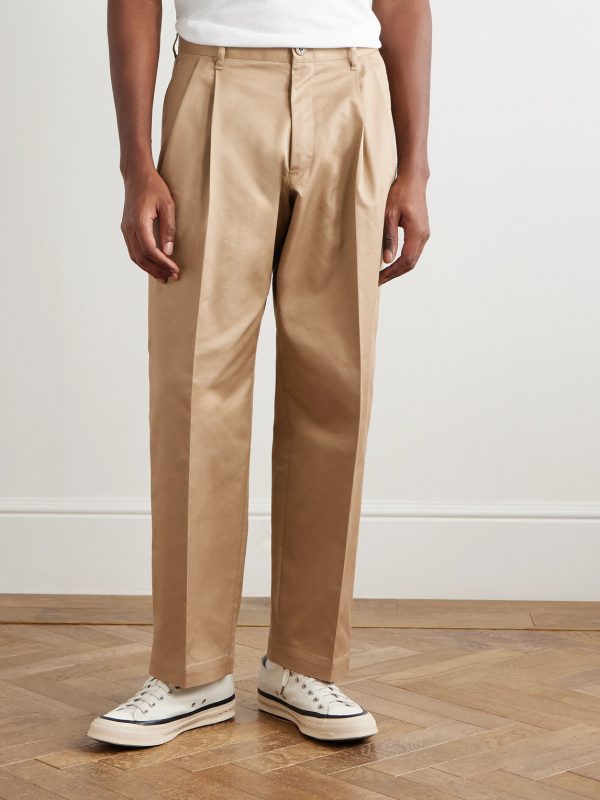 Two Tuck Straight-Leg Cotton-Blend Trousers - FR Two Tuck Straight-Leg Cotton-Blend Trousers - FR