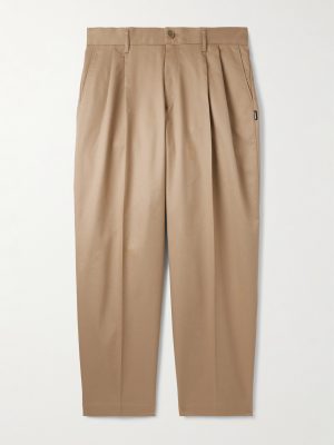 Two Tuck Straight-Leg Cotton-Blend Trousers