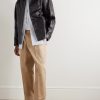 Two Tuck Straight-Leg Cotton-Blend Trousers - OU Two Tuck Straight-Leg Cotton-Blend Trousers - OU