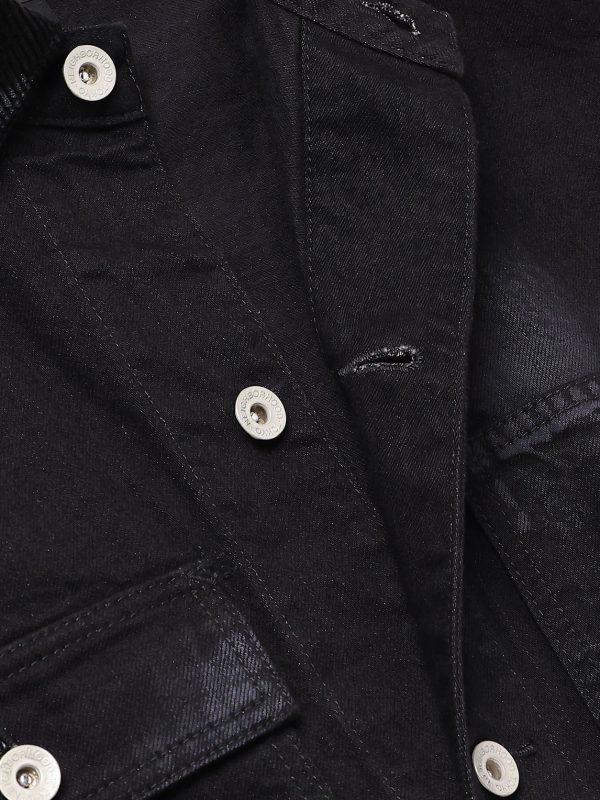 Corduroy-Trimmed Paint-Splattered Denim Jacket - CU Corduroy-Trimmed Paint-Splattered Denim Jacket - CU