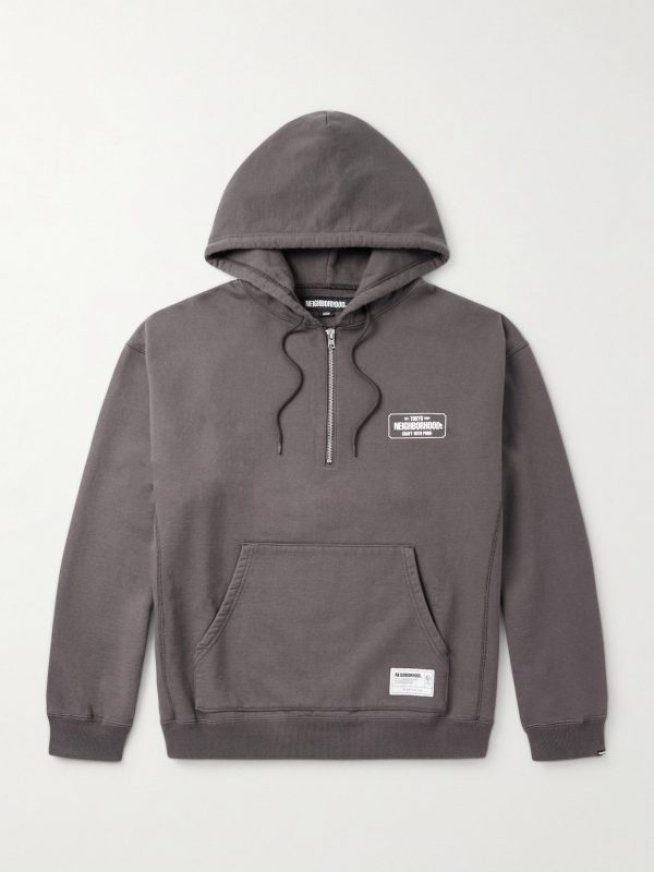 Logo-Print Cotton-Jersey Half-Zip Hoodie Logo-Print Cotton-Jersey Half-Zip Hoodie