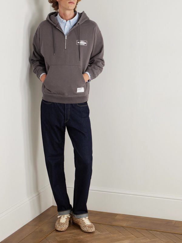 Logo-Print Cotton-Jersey Half-Zip Hoodie - OU Logo-Print Cotton-Jersey Half-Zip Hoodie - OU