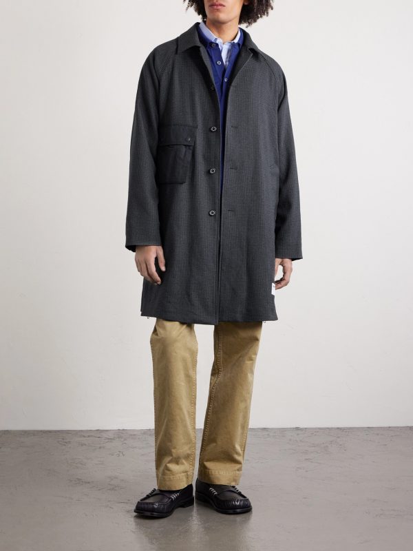 Taffeta-Trimmed Houndstooth Woven Car Coat - FR Taffeta-Trimmed Houndstooth Woven Car Coat - FR