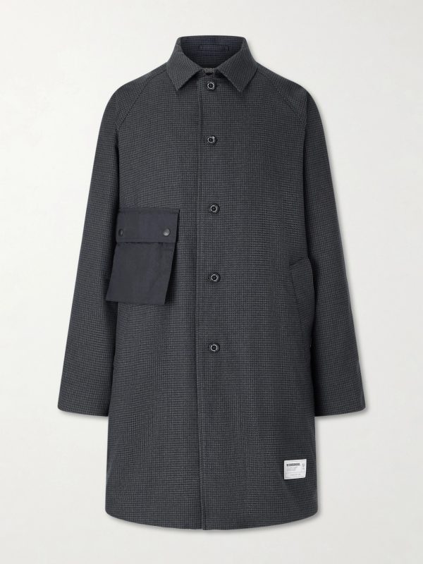 Taffeta-Trimmed Houndstooth Woven Car Coat Taffeta-Trimmed Houndstooth Woven Car Coat
