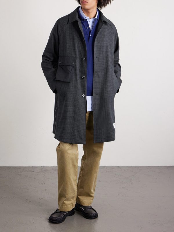 Taffeta-Trimmed Houndstooth Woven Car Coat - OU Taffeta-Trimmed Houndstooth Woven Car Coat - OU