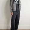 + OOTD Distressed Printed Waffle-Knit Cotton T-Shirt - OU