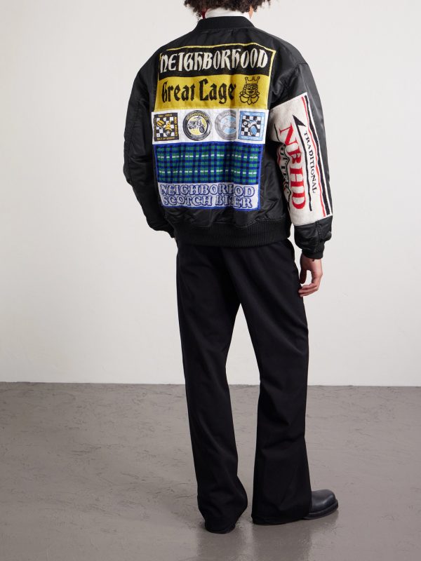 MA-1 Appliquéd Padded Twill Bomber Jacket - BK