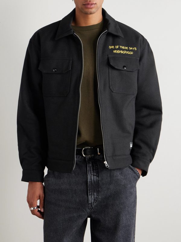 + OOTD Embroidered Cotton and Wool-Blend Twill Jacket - FR