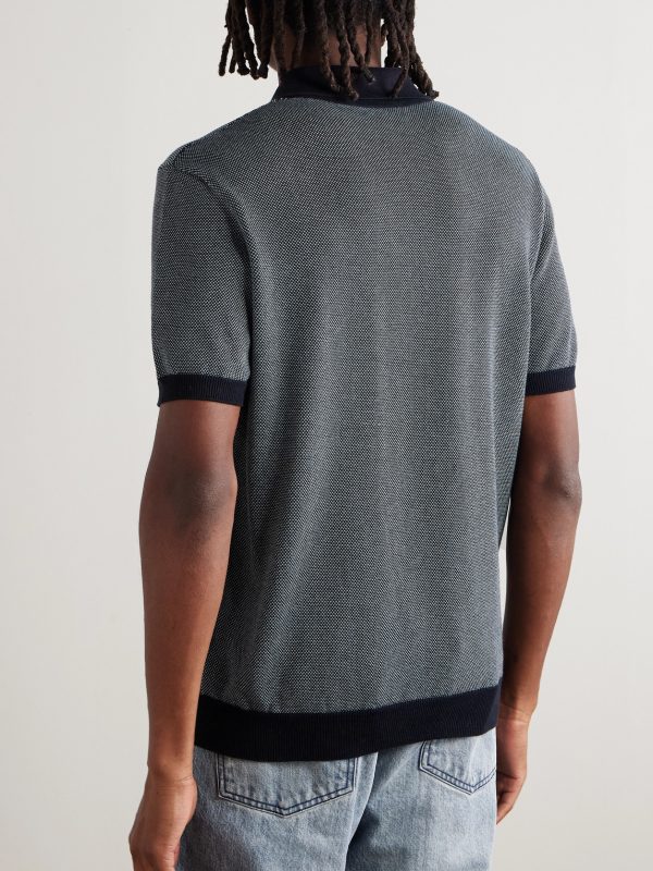 Honeycomb-Knit Organic Cotton Polo Shirt - BK Honeycomb-Knit Organic Cotton Polo Shirt - BK