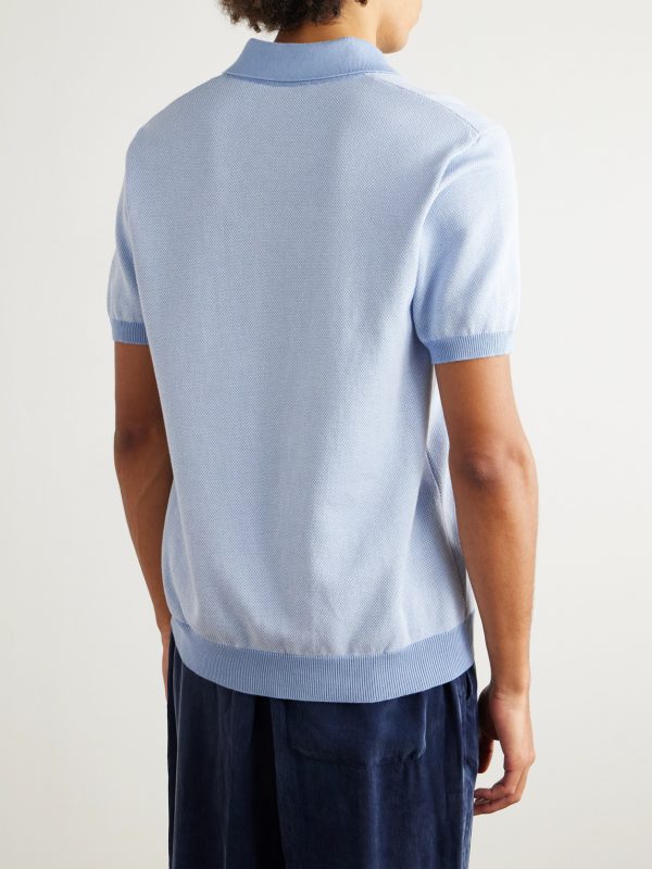 Honeycomb-Knit Organic Cotton Polo Shirt - BK Honeycomb-Knit Organic Cotton Polo Shirt - BK