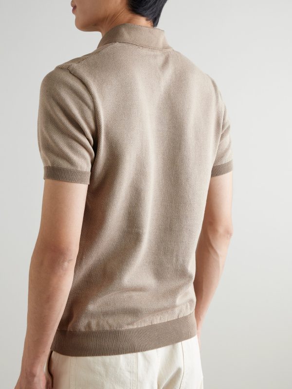 Honeycomb-Knit Organic Cotton Polo Shirt - BK Honeycomb-Knit Organic Cotton Polo Shirt - BK
