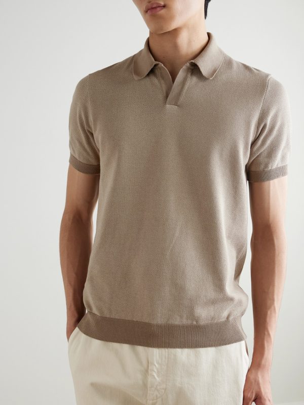 Honeycomb-Knit Organic Cotton Polo Shirt - FR Honeycomb-Knit Organic Cotton Polo Shirt - FR
