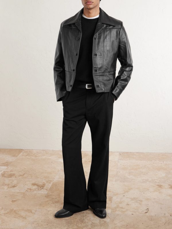 Nick Slim-Fit Panelled Leather Jacket - OU Nick Slim-Fit Panelled Leather Jacket - OU