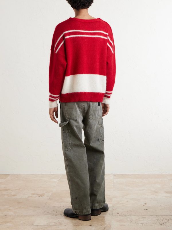 Rat Embroidered Striped Mohair and Silk-Blend Sweater - BK Rat Embroidered Striped Mohair and Silk-Blend Sweater - BK