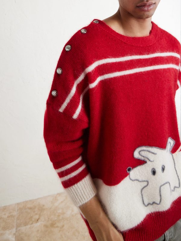 Rat Embroidered Striped Mohair and Silk-Blend Sweater - CU Rat Embroidered Striped Mohair and Silk-Blend Sweater - CU