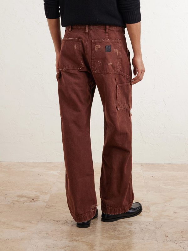 Paint Straight-Leg Distressed Cotton-Canvas Trousers - BK Paint Straight-Leg Distressed Cotton-Canvas Trousers - BK