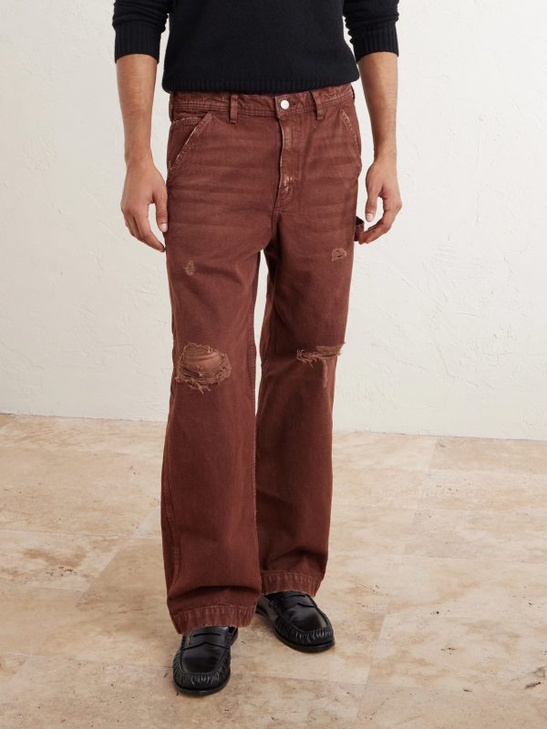 Paint Straight-Leg Distressed Cotton-Canvas Trousers - FR Paint Straight-Leg Distressed Cotton-Canvas Trousers - FR