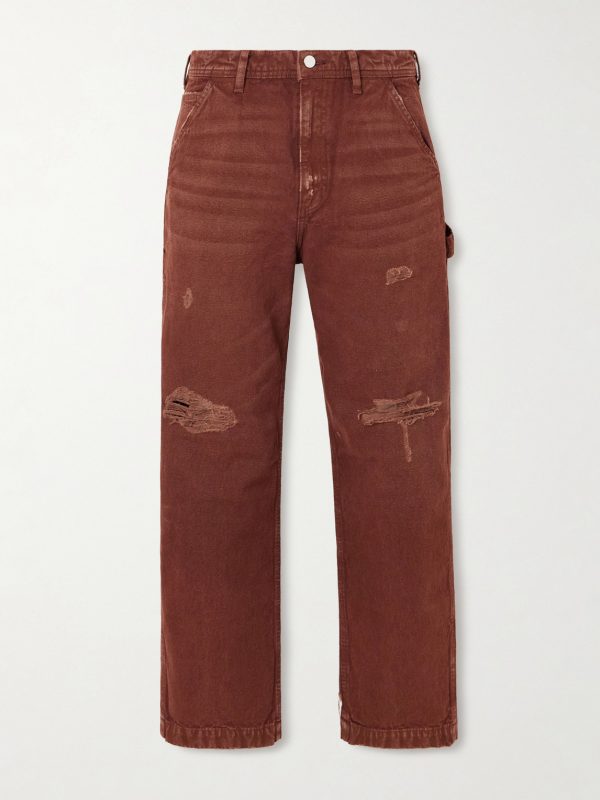 Paint Straight-Leg Distressed Cotton-Canvas Trousers Paint Straight-Leg Distressed Cotton-Canvas Trousers