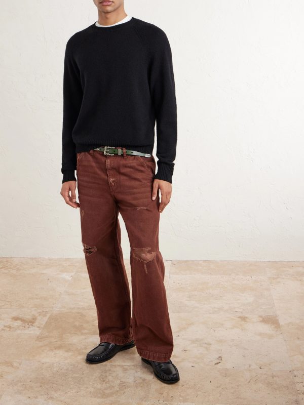 Paint Straight-Leg Distressed Cotton-Canvas Trousers - OU Paint Straight-Leg Distressed Cotton-Canvas Trousers - OU