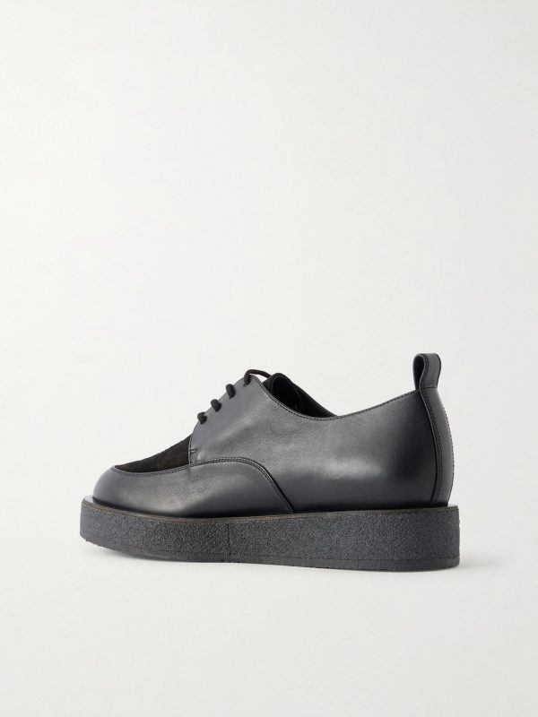 Sleeper Suede-Trimmed Leather Derby Shoes - BK Sleeper Suede-Trimmed Leather Derby Shoes - BK
