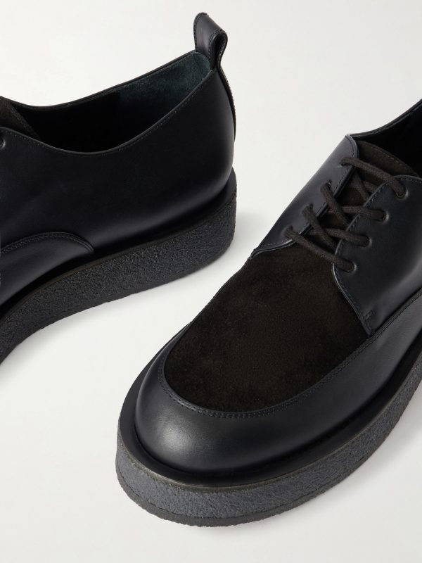 Sleeper Suede-Trimmed Leather Derby Shoes - CU Sleeper Suede-Trimmed Leather Derby Shoes - CU