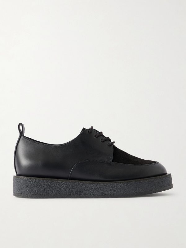 Sleeper Suede-Trimmed Leather Derby Shoes Sleeper Suede-Trimmed Leather Derby Shoes