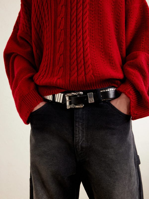 Mechanic 3.5cm Studded Leather Belt - OU