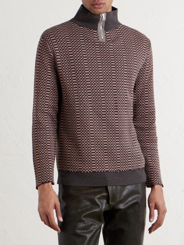 Puke & Cry Intarsia Cotton Half-Zip Sweater - FR Puke & Cry Intarsia Cotton Half-Zip Sweater - FR