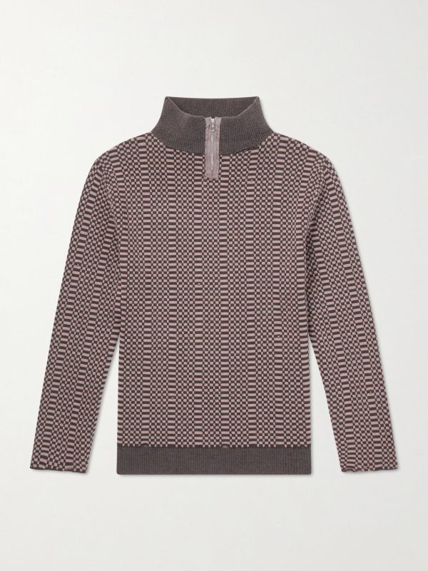Puke & Cry Intarsia Cotton Half-Zip Sweater Puke & Cry Intarsia Cotton Half-Zip Sweater