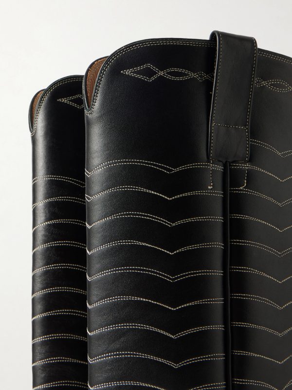 Split Ends Embroidered Leather Boots - CU