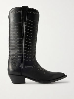 Split Ends Embroidered Leather Boots Split Ends Embroidered Leather Boots