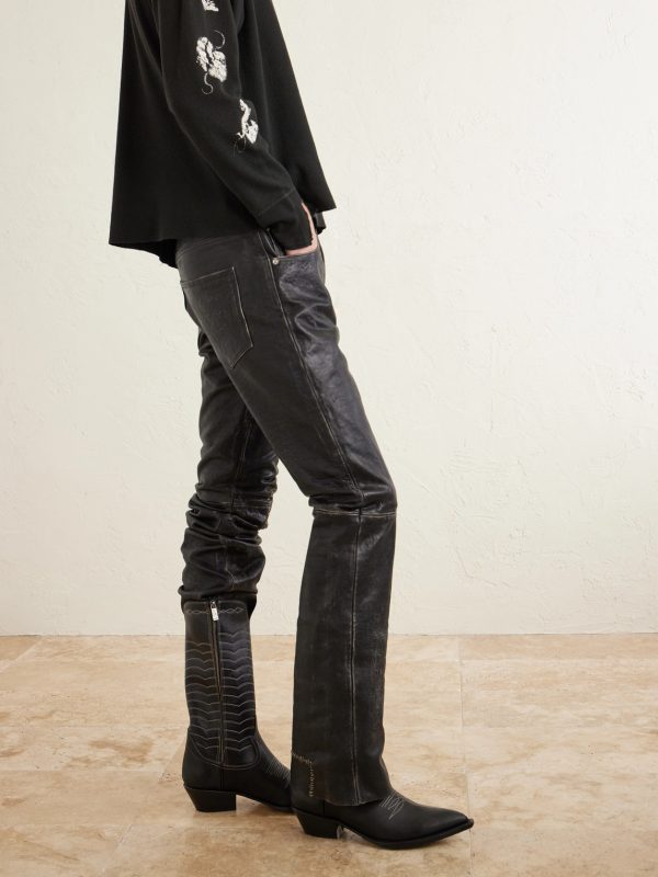 Split Ends Embroidered Leather Boots - OU