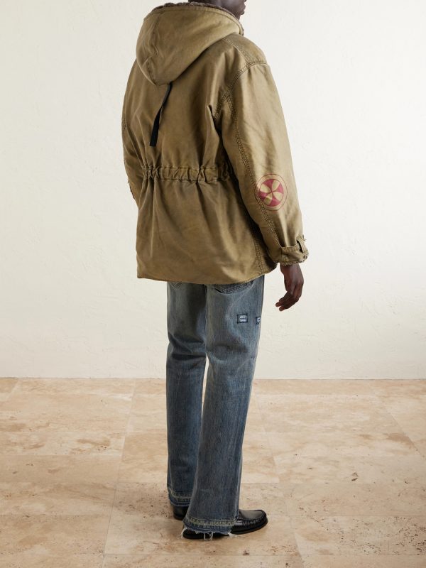 Vienna Appliquéd Shearling-Trimmed Padded Cotton-Sateen Hooded Parka - BK Vienna Appliquéd Shearling-Trimmed Padded Cotton-Sateen Hooded Parka - BK