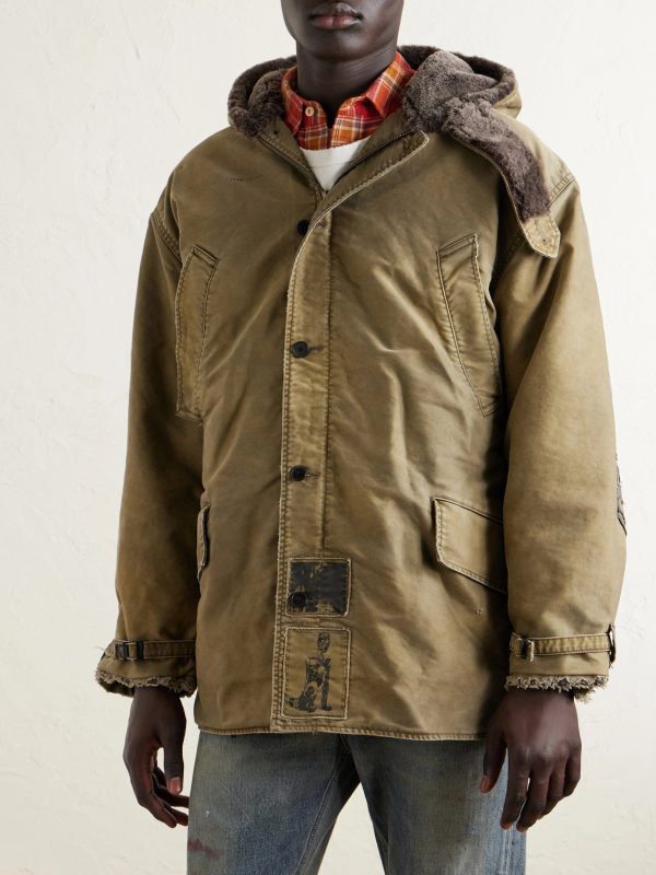 Vienna Appliquéd Shearling-Trimmed Padded Cotton-Sateen Hooded Parka - FR Vienna Appliquéd Shearling-Trimmed Padded Cotton-Sateen Hooded Parka - FR