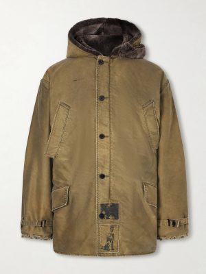 Vienna Appliquéd Shearling-Trimmed Padded Cotton-Sateen Hooded Parka
