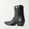 Split Ends Embroidered Leather Ankle Boots - BK Split Ends Embroidered Leather Ankle Boots - BK