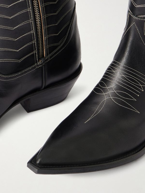 Split Ends Embroidered Leather Ankle Boots - CU Split Ends Embroidered Leather Ankle Boots - CU