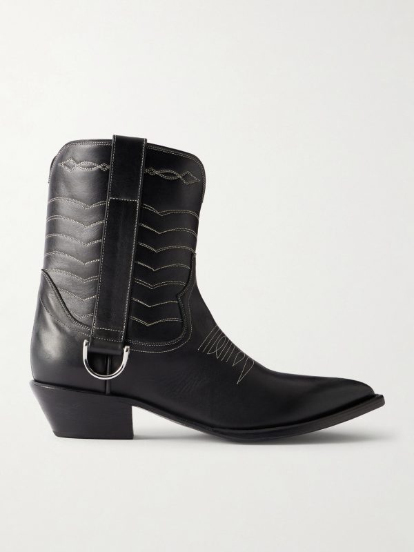Split Ends Embroidered Leather Ankle Boots Split Ends Embroidered Leather Ankle Boots