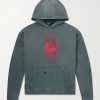 Psychothérapie de L'adolescent Printed Distressed Cotton-Jersey Hoodie Psychothérapie de L'adolescent Printed Distressed Cotton-Jersey Hoodie