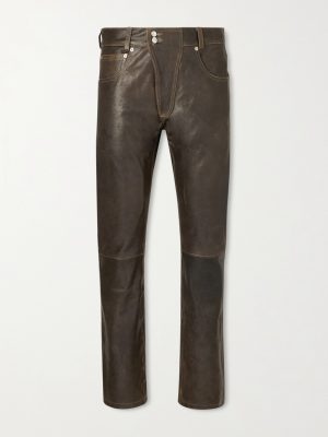 Moto Fly Slim-Fit Straight-Leg Leather Trousers Moto Fly Slim-Fit Straight-Leg Leather Trousers