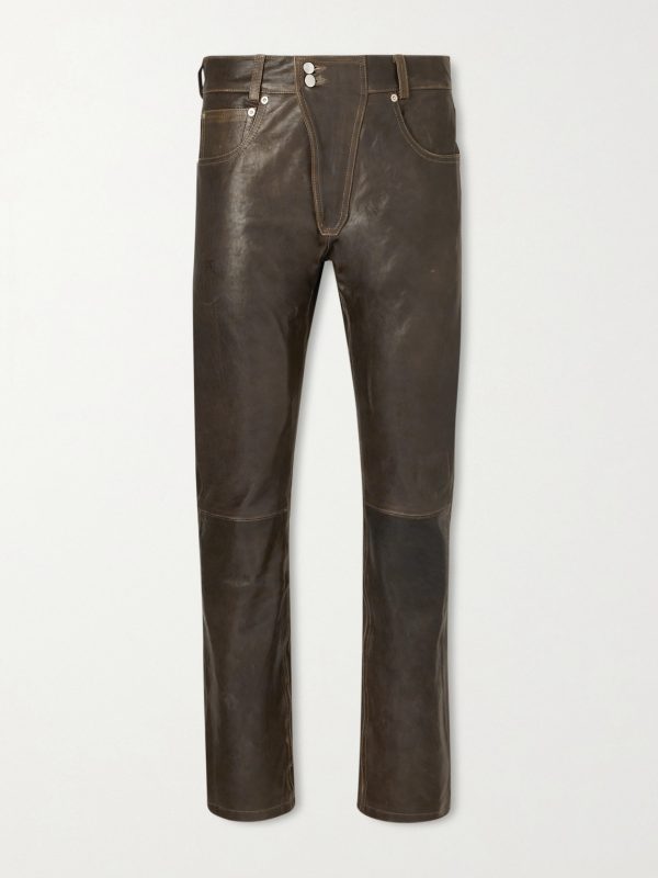 Moto Fly Slim-Fit Straight-Leg Leather Trousers Moto Fly Slim-Fit Straight-Leg Leather Trousers