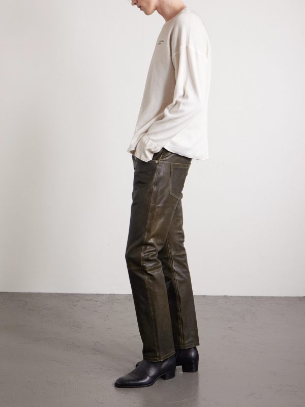 Moto Fly Slim-Fit Straight-Leg Leather Trousers - OU Moto Fly Slim-Fit Straight-Leg Leather Trousers - OU