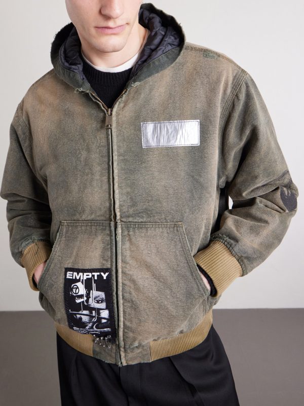 War Started Appliquéd Cotton-Canvas Hooded Jacket - FR War Started Appliquéd Cotton-Canvas Hooded Jacket - FR