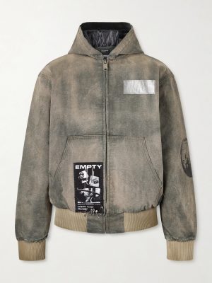 War Started Appliquéd Cotton-Canvas Hooded Jacket