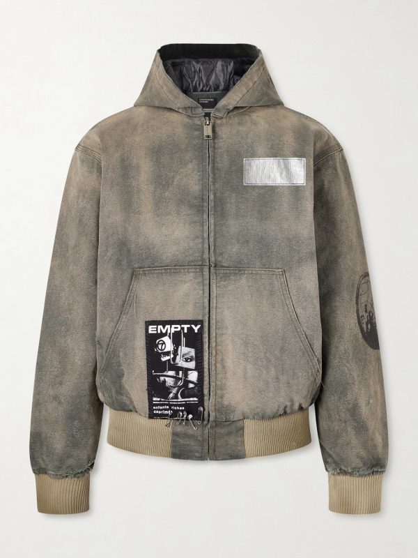 War Started Appliquéd Cotton-Canvas Hooded Jacket War Started Appliquéd Cotton-Canvas Hooded Jacket