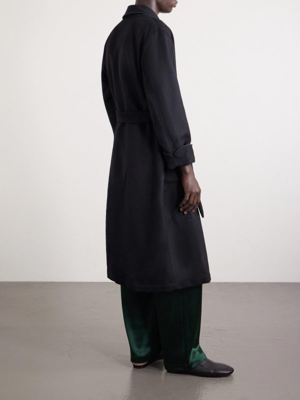 Logo-Embroidered Belted Wool and Cashmere-Blend Robe - BK Logo-Embroidered Belted Wool and Cashmere-Blend Robe - BK