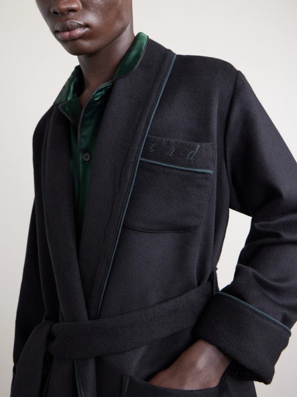 Logo-Embroidered Belted Wool and Cashmere-Blend Robe - CU Logo-Embroidered Belted Wool and Cashmere-Blend Robe - CU
