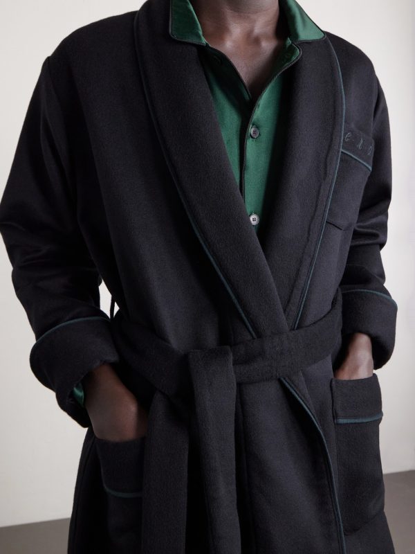 Logo-Embroidered Belted Wool and Cashmere-Blend Robe - E1 Logo-Embroidered Belted Wool and Cashmere-Blend Robe - E1